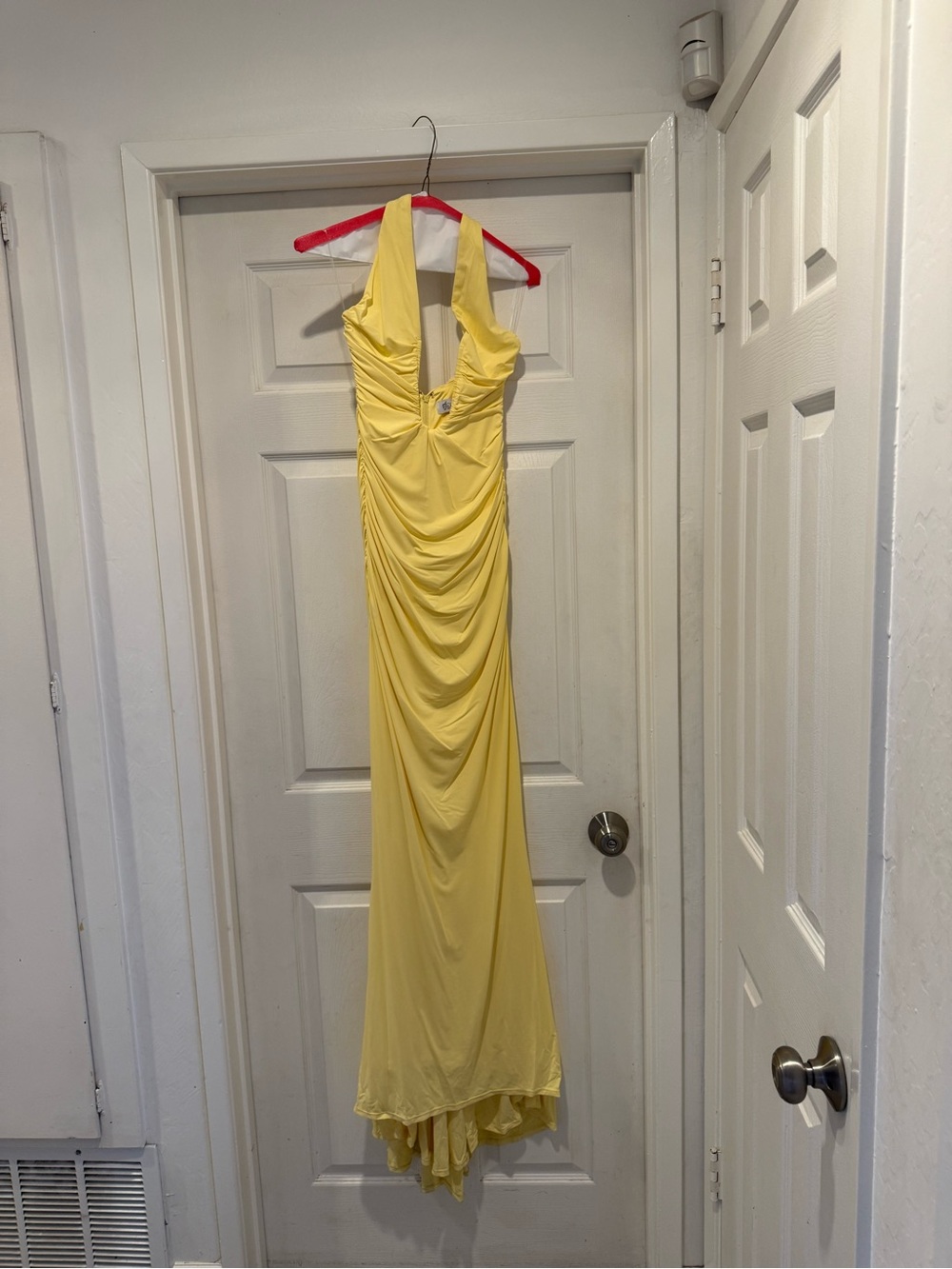Oh Polly Yellow Halter Ruched Maxi Dress